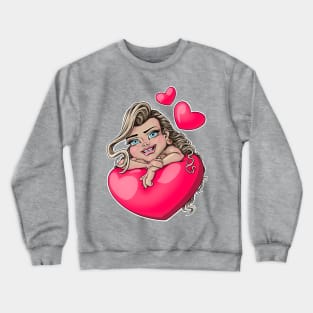 Girl in love blond hair blue eyes Crewneck Sweatshirt